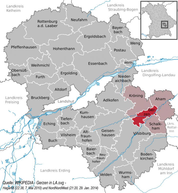 Grossansicht in neuem Fenster: Übersichtskarte aus WIKIPEDIA mit der Lage der VG Gerzen